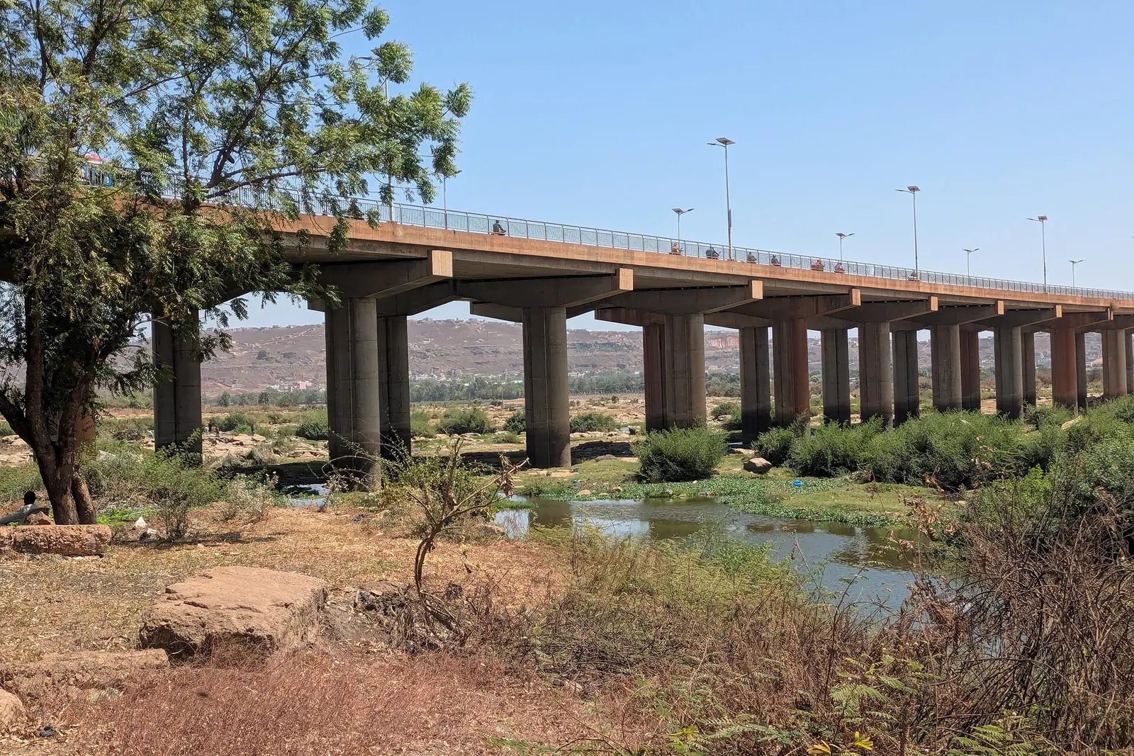 Concrete bridge over a Sahelian river